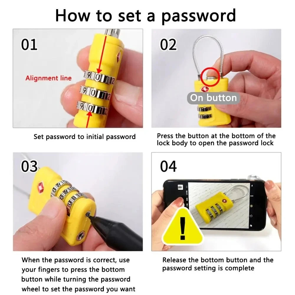 New TSA Customs Colorful Code Lock for Travel Luggage Password Changeable Lock Contrast Color Design Padlock Cabinet Locker Vue
