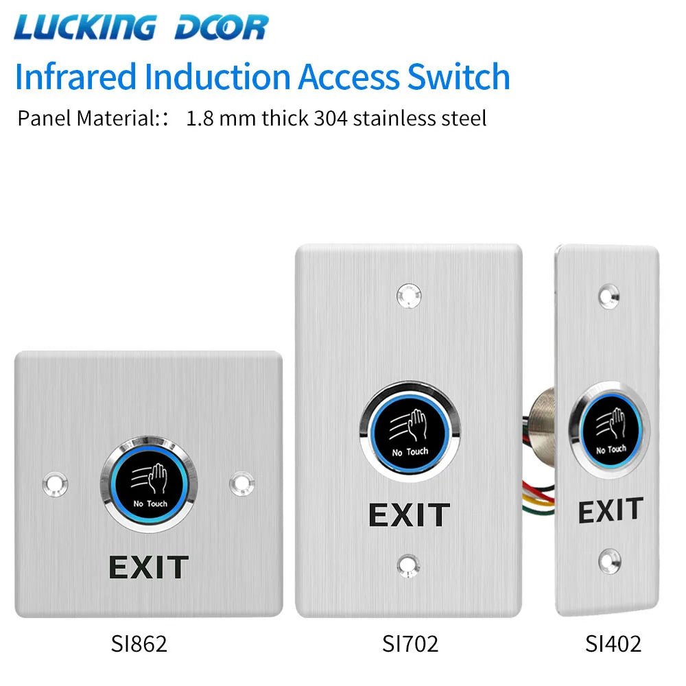 Contactless Infrared No Touch Exit Button IR Door Lock Release Switch Metal Button for Access Control System Outdoor Waterproof Vue