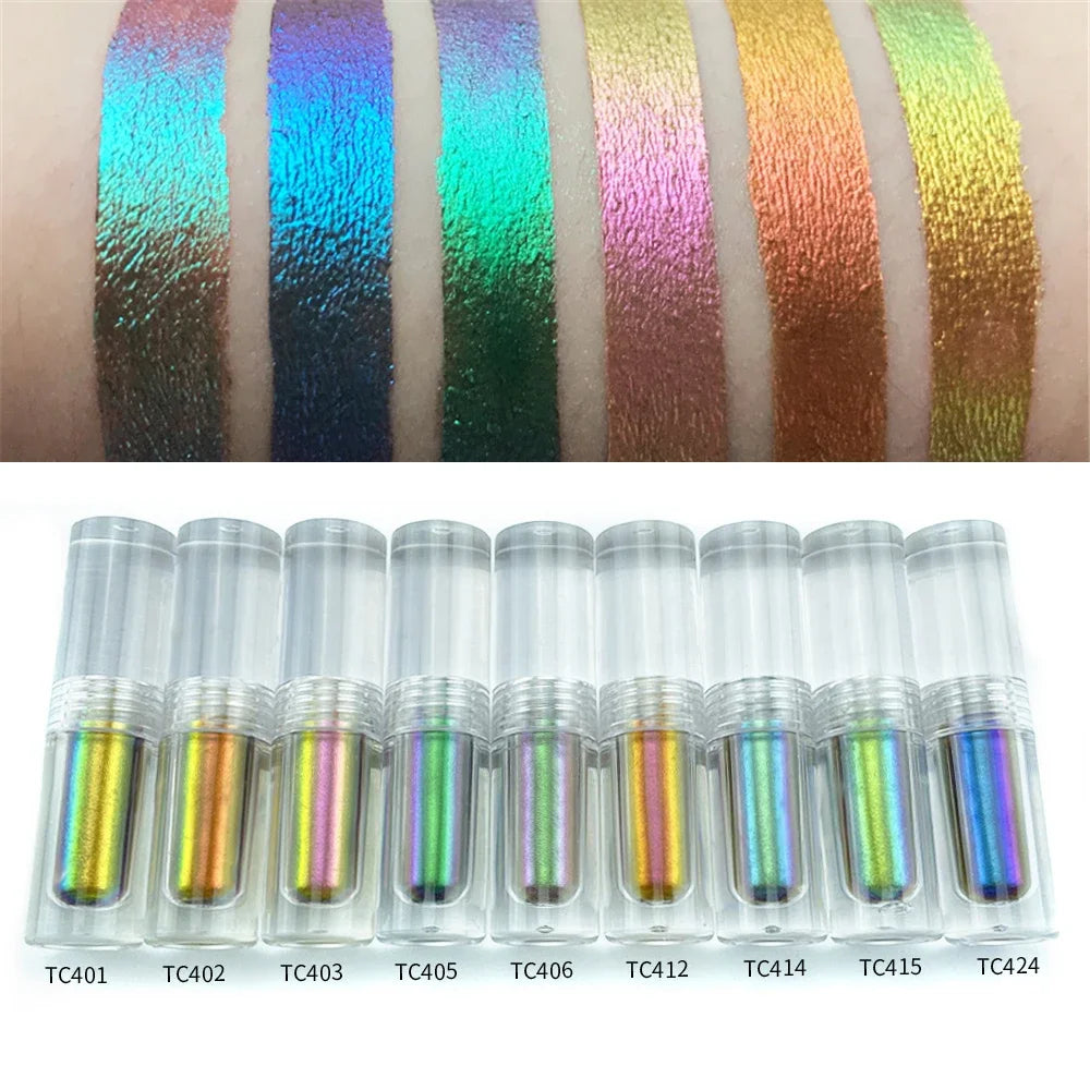Aurora Multi Chrome Eyeshadow Pigments Long lasting Multi Chrome Chameleon Peacock Galaxy Chrome Glitter Liquid Eyeshadow Vue