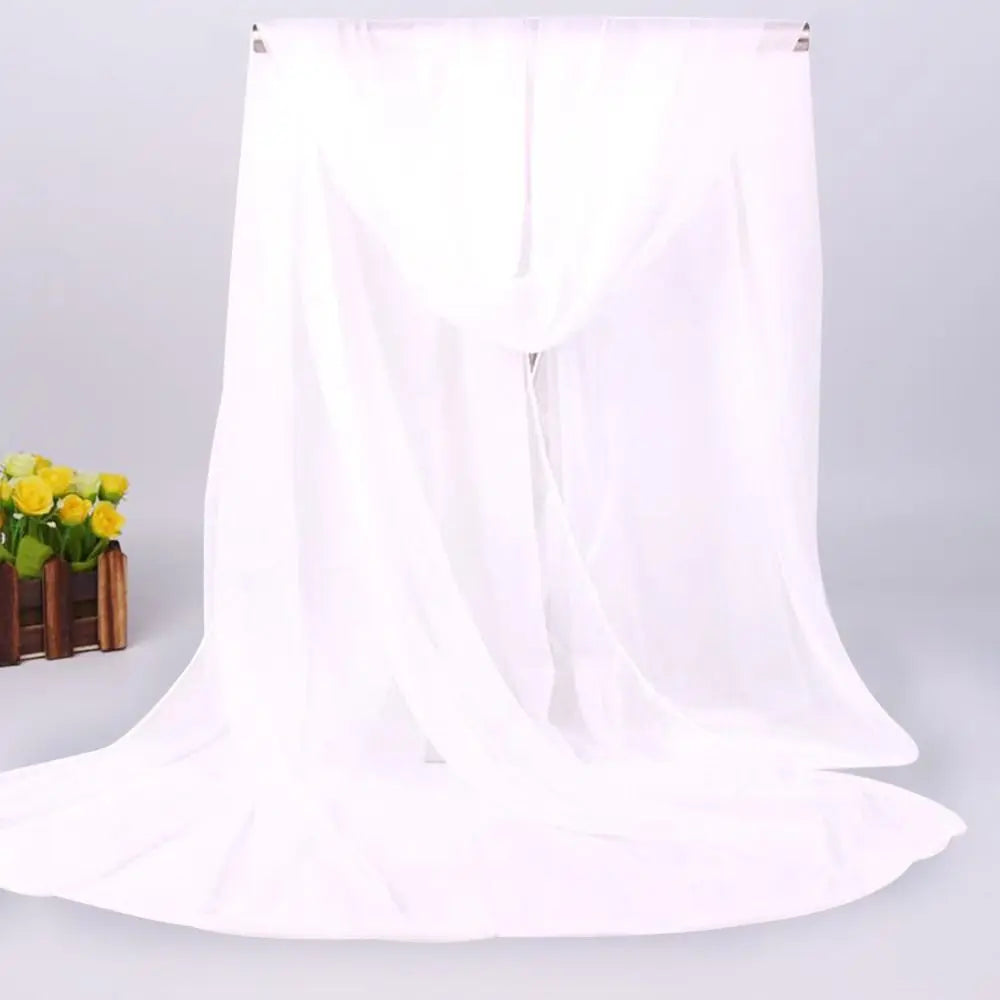 Summer Lightweight Silk Scarf Soft Anti-UV Shawls Breathable Pashmina Vue White