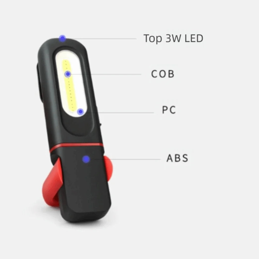 Super Bright LED Work Light USB Rechargeable Powerful Light USB Rechargeable Flashlight with Hanging Hook 360° Rotation Vue