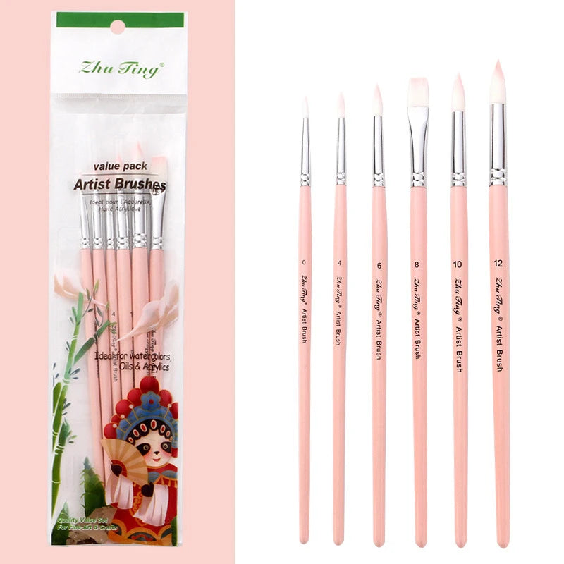 Professional Face Body Art Brush Nylon Artist Brush for Painting Acrylic Oil Watercolor Gouache Vue ZT-6 PINK China Mainland
