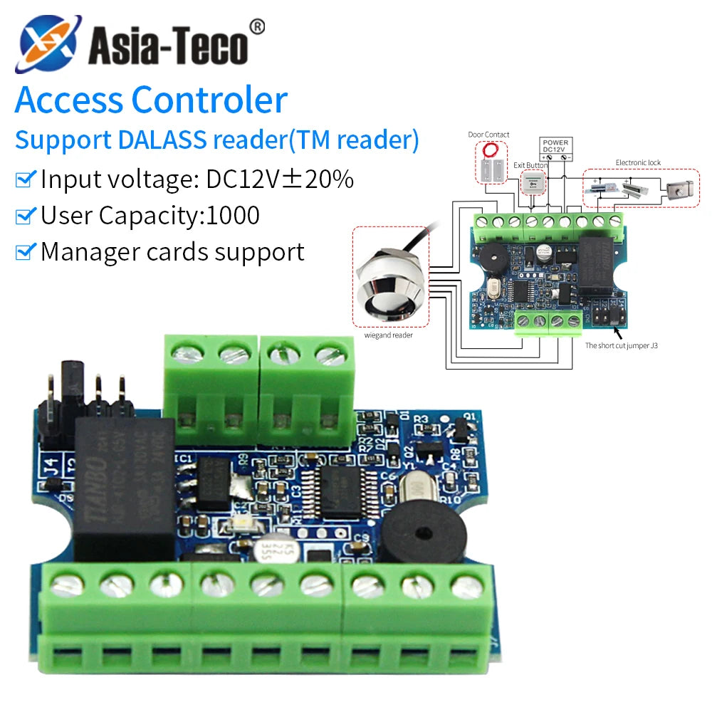 NEW ARRIVAL Micro Access Control Sets TM & Wiegand Mini Card Reader Controler Module Electronic Door Access System Kit 1000user Vue