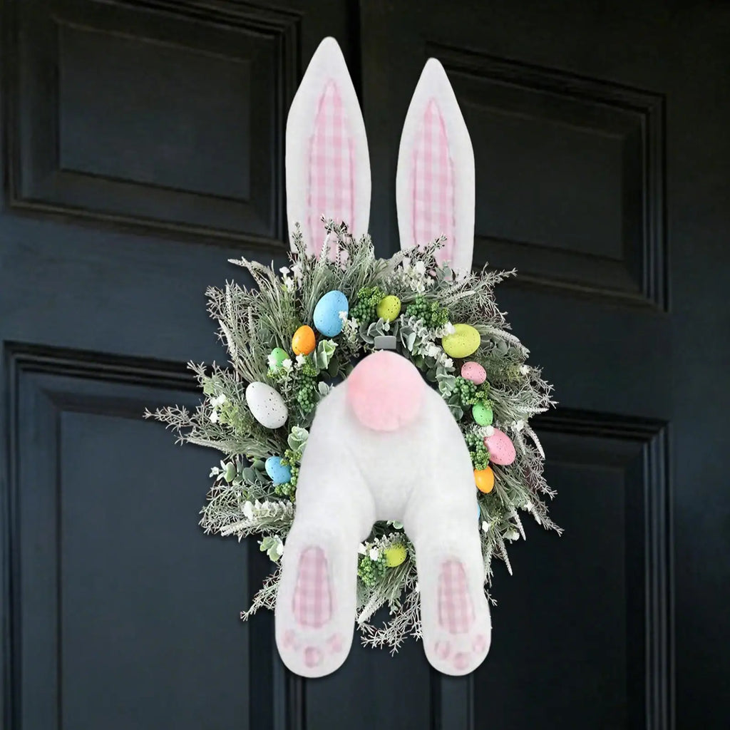Bunny Wreath Attachment Bunny Butt with Ears Hangable Easter Front Door Wreath Attachment for Spring Holiday Party Indoor Vue
