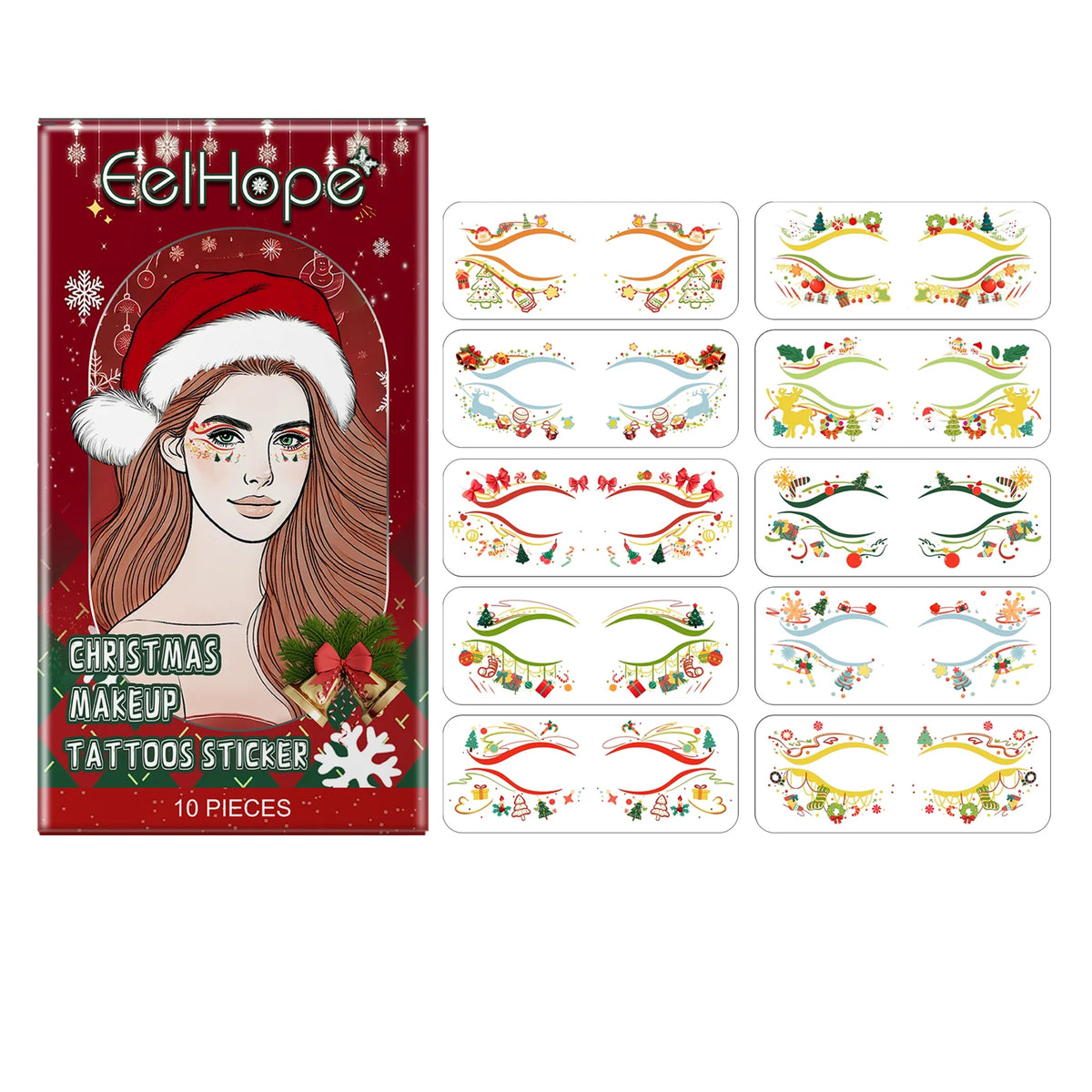 Christmas Face Stickers - Festive Sparkly Temporary Tattoos, Fun Effortless Holiday Makeup for Festive Christmas Look Vue Beige other