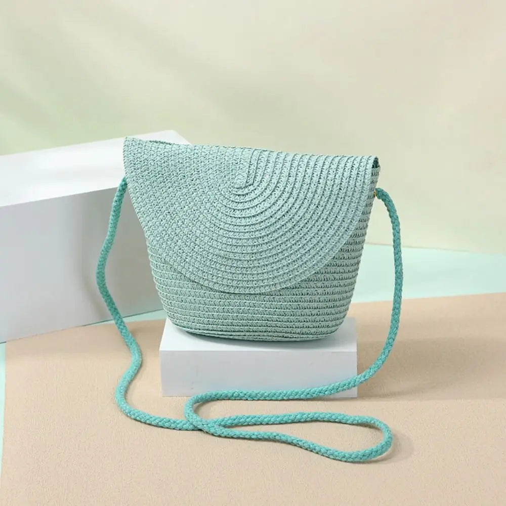 Coin Purse Shell Shape Straw Bag Handmade Mini Summer Beach Handbag