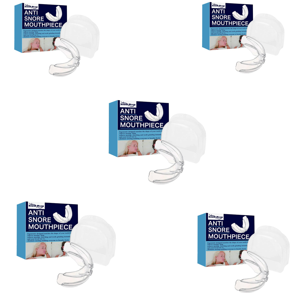 Anti-Snoring Mouth Guard, Flexible Snug Night Sleep Mouthpiece for Stopping Snoring & Teeth Grinding, Dental Protection Brace Vue 5pcs