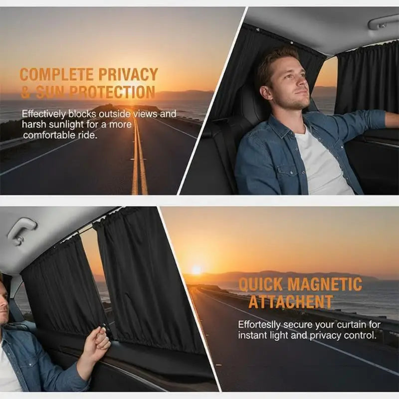 Universal Car Privacy Curtain Set Sun Shade UV Block Auto Window Cover for Camping Travel Nap Night 2 or 4pcs Vue