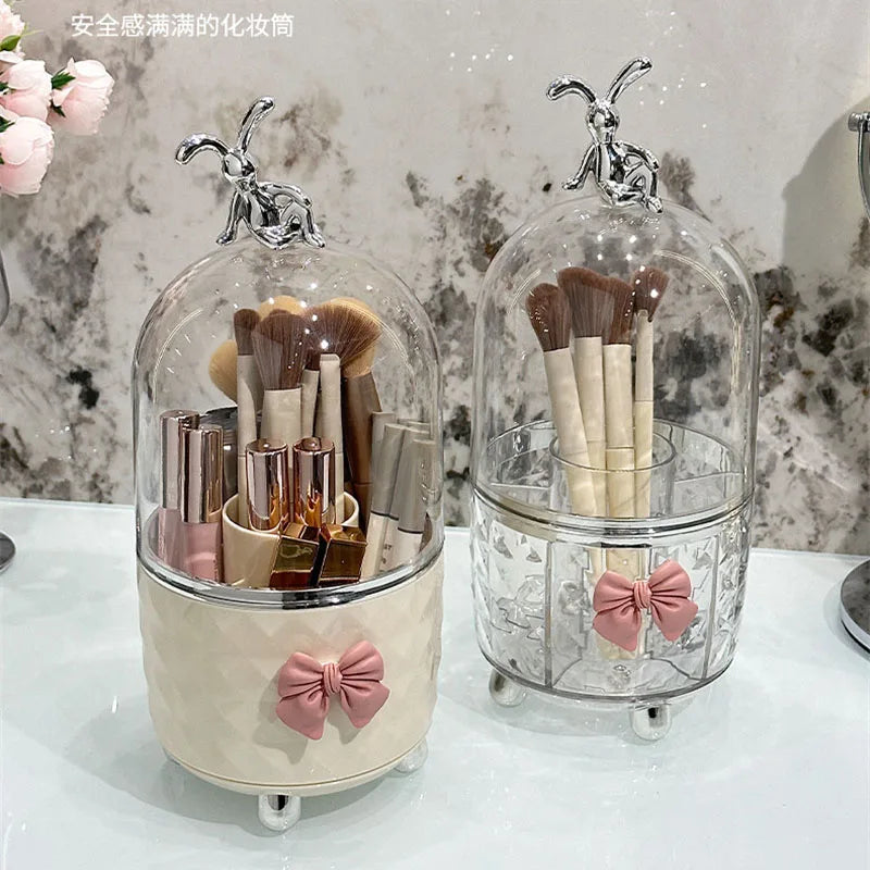 360° Rotating Makeup Brushes Organizer Clear Plastic Dustproof Cosmetic Tools Storage Box for Organizer Lipstick Makeup Brushes Vue