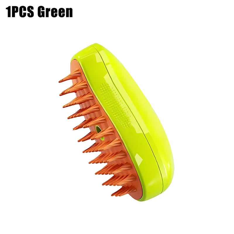 3in1 Cat Steam Brush Steamy Dog Brush Electric Anti-splashing Brush with Steam Spray Massage Pet Grooming Comb Hair Removal Comb Vue Type2-Green