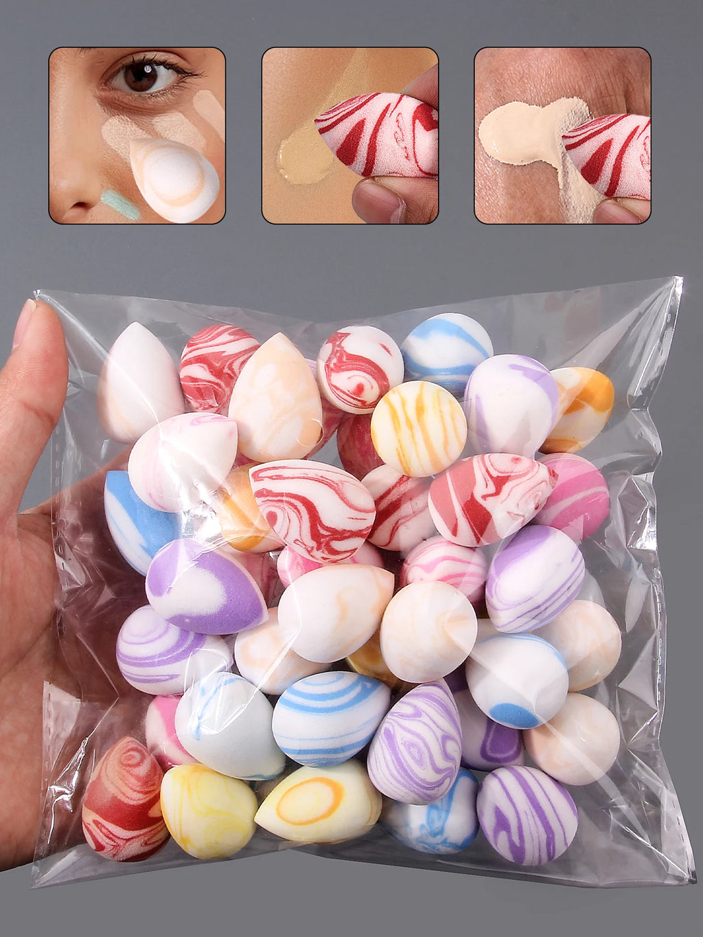 50pcs Mini Makeup Sponge Set - Flawless Foundation Blending for Liquid, Dual-Use Wet/Dry Beauty & Blenders for All Skin Types Vue MULTICOLOR