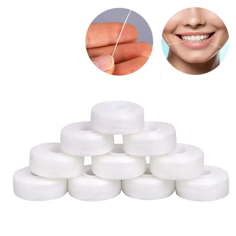 5Rolls Dental Flosser Built-in Spool Wax Mint Flavored Nylon Thread Polyester Thread Multiple Materials Replacement Flat Wire Vue