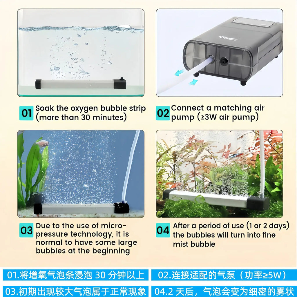 Stainless Steel Bubble Strips Oxygen Pumps Bubble Stones Dispersion Sand Strips for Fish Tank Aquarium Landscaping Decoration Vue