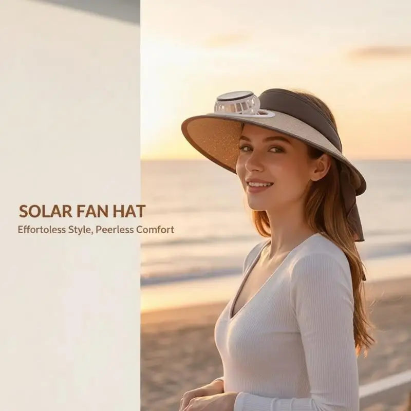 UV Protection Solar-powered Fan Hat Large Brim Adjustable Fishing