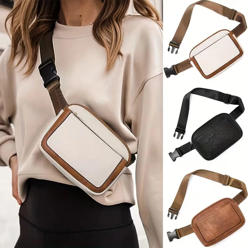 Daily Wear Simple Solid Tone Mini Belt Bag Fashion Unisex Sling Fanny