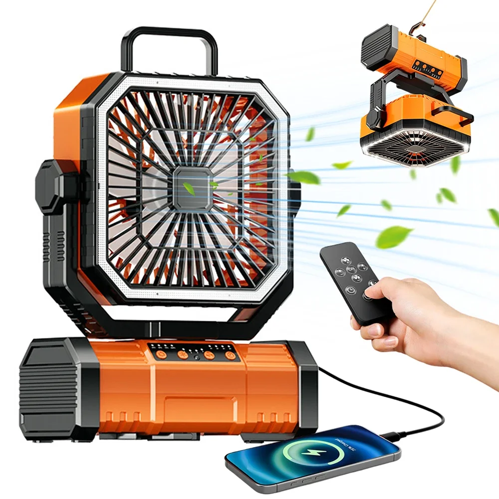 4-in-1 Multifunctional Fan with LED Light USB Outdoor Power Bank And Bluetooth Speaker—Ideal For Outdoor Camping And A Desk Fan Vue