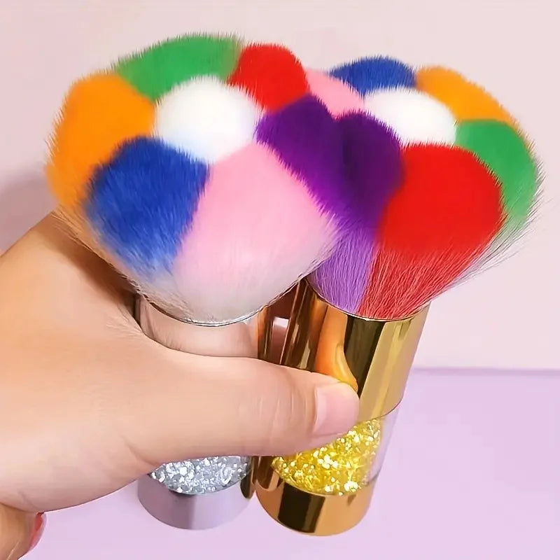 Large Fluffy Makeup Brushes Rainbow Multicolor Petal-Shaped Bronzer Powder Brush for Coverage Loose Blending Buffing Foundation Vue
