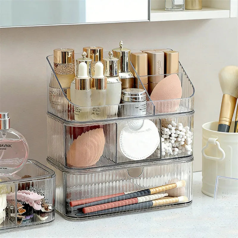 Drawer Type Cosmetics Storage Box Stackable Makeup Brushes Comestic Tools Organizer Desk & Drawer Organizer for Makeup Tools Vue