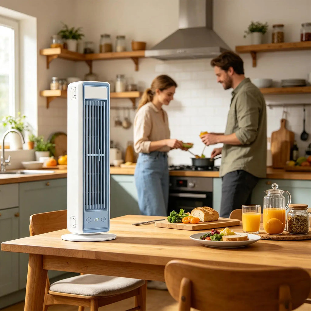 12x35.4cm High Velocity Tower Fan with LED Display, 3-Speed Oscillating Floor Standing Fan with Remote, Home Quiet Cooling Fan Vue