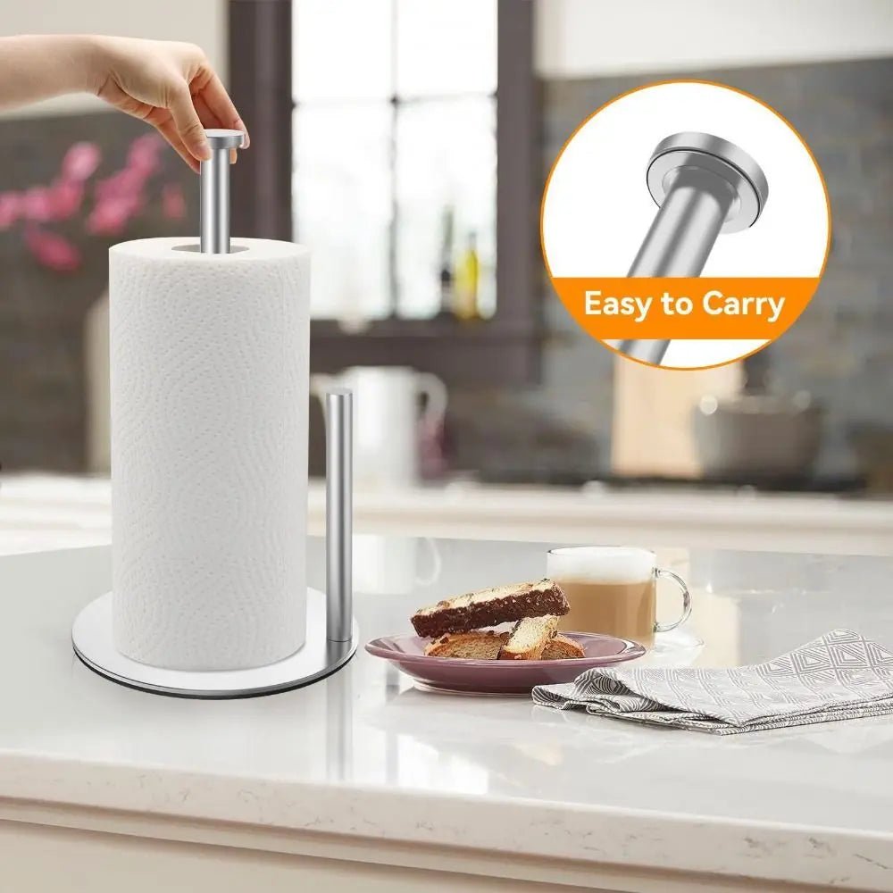 Stainless Steel Paper Towel Holder One-Handed Tear Non-Slip Kitchen Roll Dispenser Space-Saving Durable Tissue Roll Holder Vue