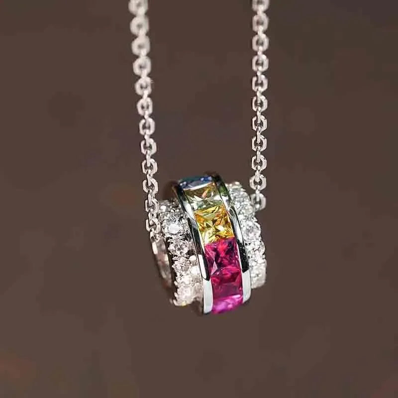 Huitan Rainbow Cubic Zirconia Pendant Necklace for Women Pendant Necklace Vue