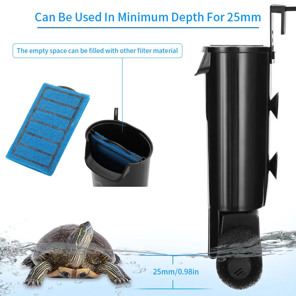 Turtle Tank Low Water Level Filter Small Fish Tank Waterfall Style Filtration Water Purification Circulation Filter Pumps Vue