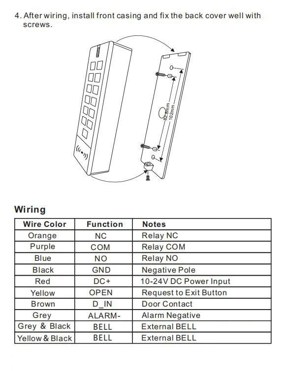 DC12V-24V 125Khz RFID Access Control Reader 1000 User Proximity Entry Door Waterproof Manger Card A9-S Vue