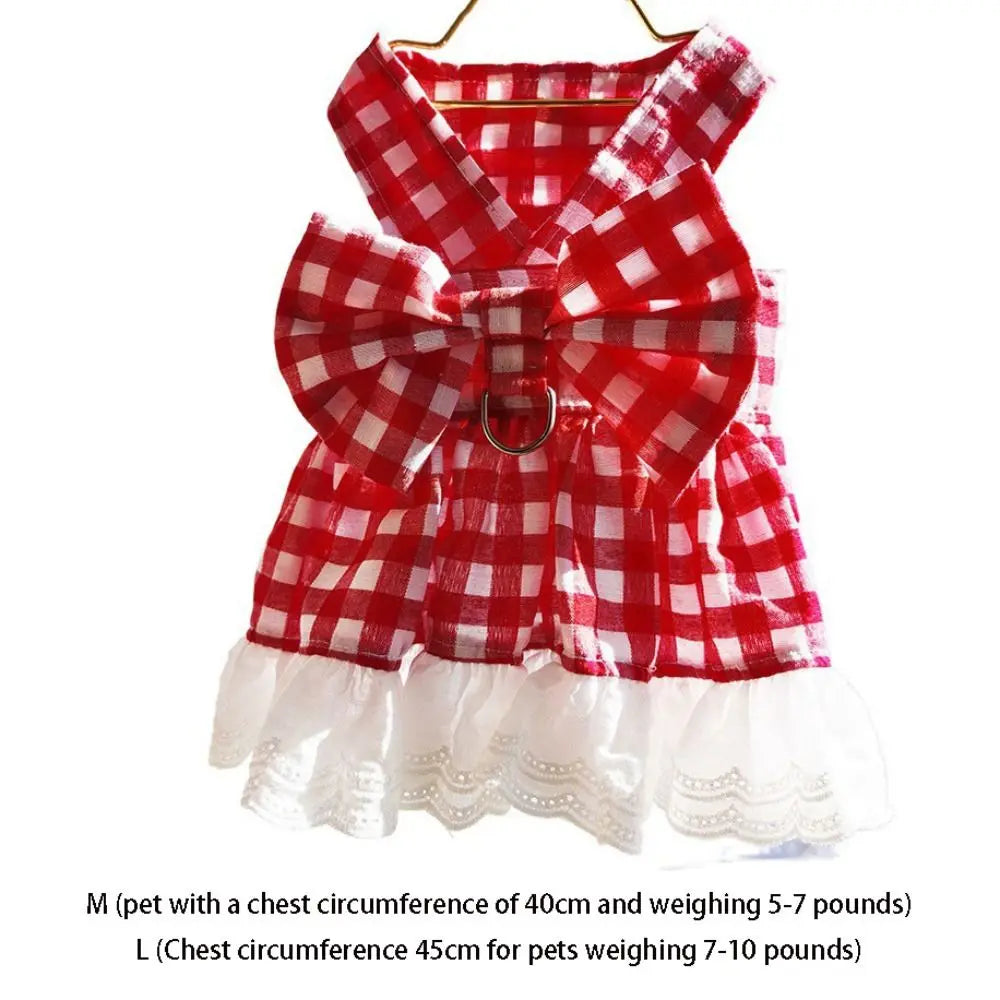 Comfortable Soft Pet Summer Clothes Breathable Thin Design Cat Plaid Skirt Fashion Dog Princess Skirt Small Animal Vue
