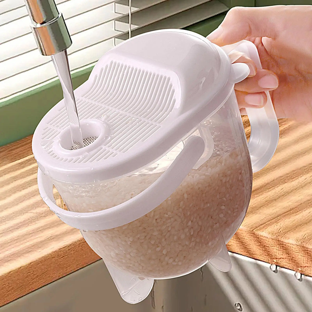 PET Colander Rice Washer Drain Basket Fruit Bowl Washing Drain Basket With Lid Handle Washing Basket Home Kitchen Organizer Vue
