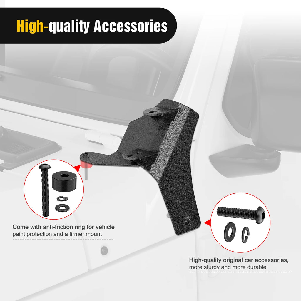 Nilight 2Pcs Windshield Hinge Mounting Brackets Dual A-Pillar for Offroad LED Fog Light Pods for 2018 2019 2020 2021 2022 2023 Wrangler JL/2020-2023 Gladiator JT , 2 Years Warranty,Black Vue