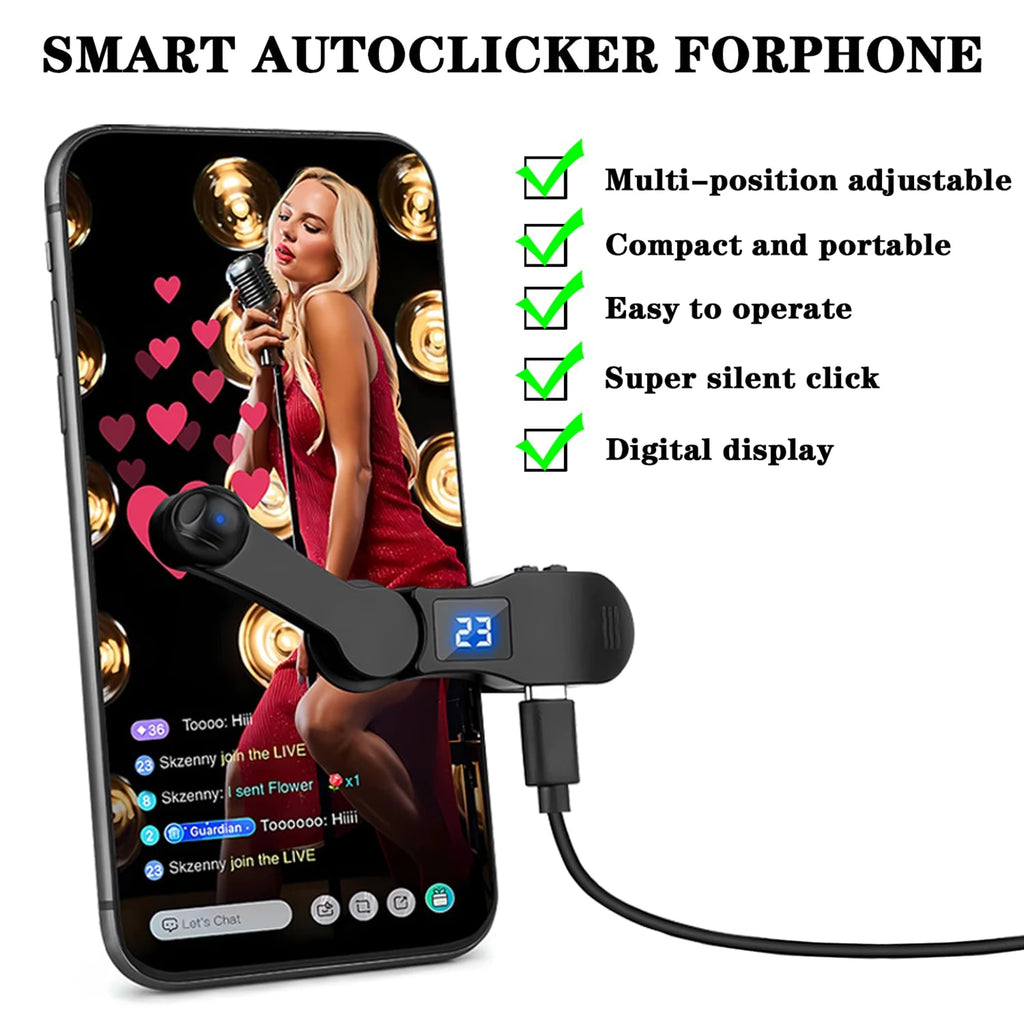 Auto Screen Clicker Mini Simulated Finger Phone Clicking Clicker Clip-on Video Live Liker Game Screen Touch Device for Phone App Vue