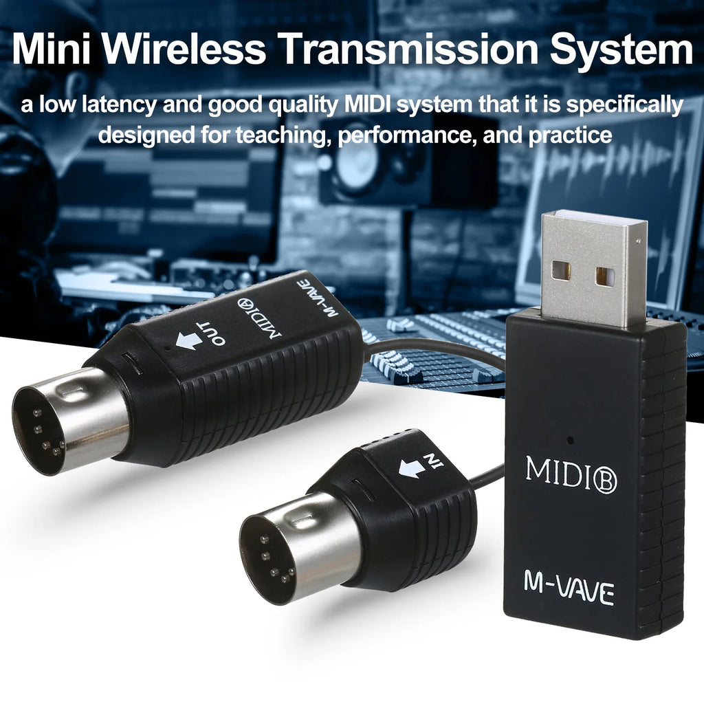 M-VAVE MS1 Mini Wireless Transmission System MIDI System MIDI Wireless Adapter Plug and Play Support for Devices Vue