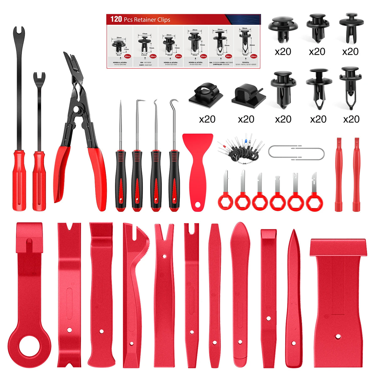 Nilight 200Pcs Trim Removal Tool, Auto Push Pin Bumper Retainer Clip Set Fastener Terminal Remover Adhesive Cable Clips Round Handle Crowbar Kit Car Panel Radio Auto Clip Pliers Vue 200Clip Remover Tool United States