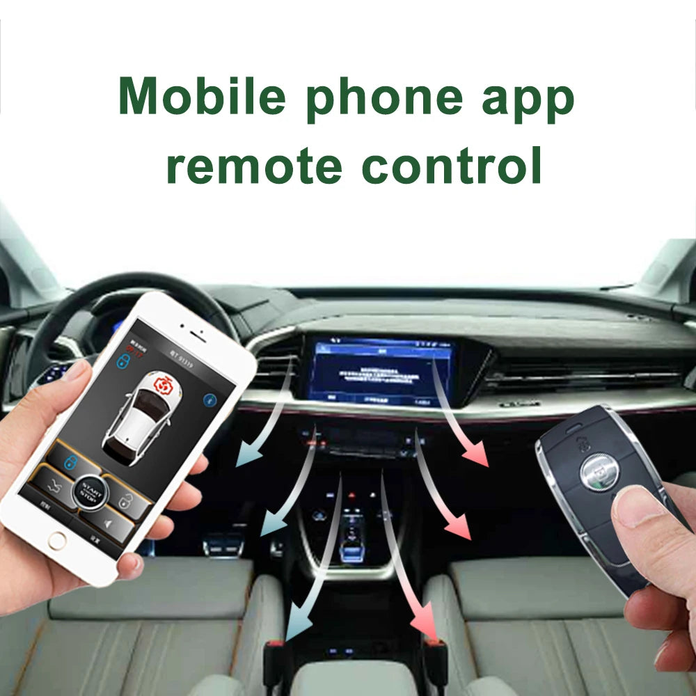 Universal Car Alarm With Autostart Push One Button Auto Start Stop APP/Keyless Entry System Smart Key Remote Start Kit G6221 Vue