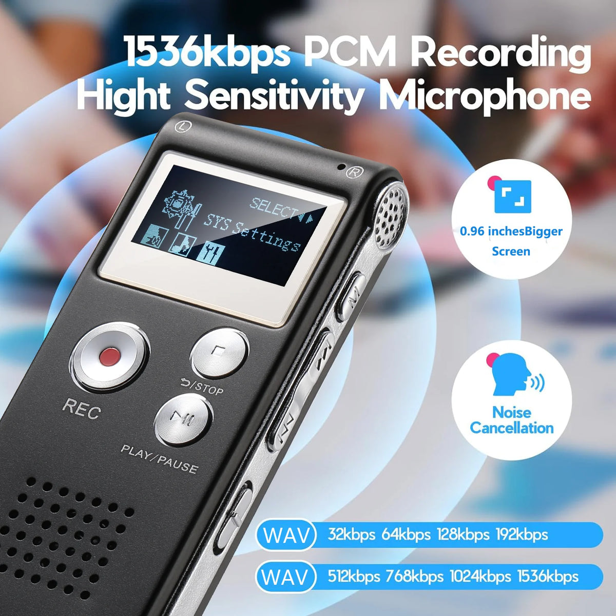 Digital Voice Recorder Voice Activated Recorder Mini Voice Recorder Upgraded Small Audio Recorder with MP3&USB for Lectures Vue