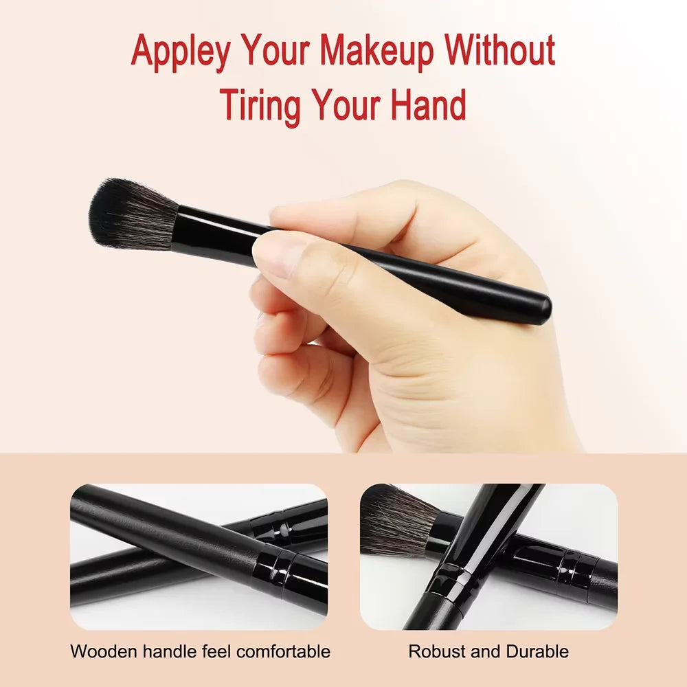 Black Makeup Brush Set 24pcs with Bag Professional Soft Fluffy Foundation Eyeshadow Concealer Blending Blush Brushes Beauty Tool Vue