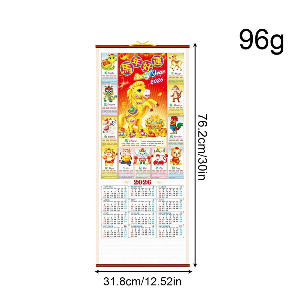 Year of the Horse Wall Calendar Hangable Monthly Planner Paper Traditional Chinese Tear off Wall Calendar Planning for Office Vue