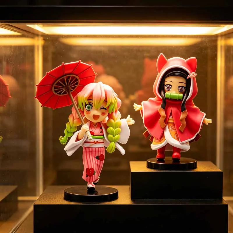 Blind Box Demon Slayer I LOVE RAINNY DAY Serie Cute Tanjiro Kamado/Nezuko Kamado/Zenitsu Agatsuma Figures Doll Action Model Toys Vue