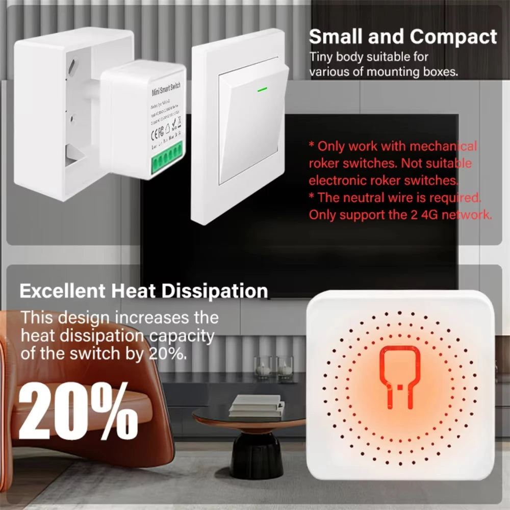 WIFI/ZigBee Smart Mini Smart Light Switch 2 Way Control Breaker Relay 16A Smart Life APP Voice Control For Tuya Alexa Google Vue