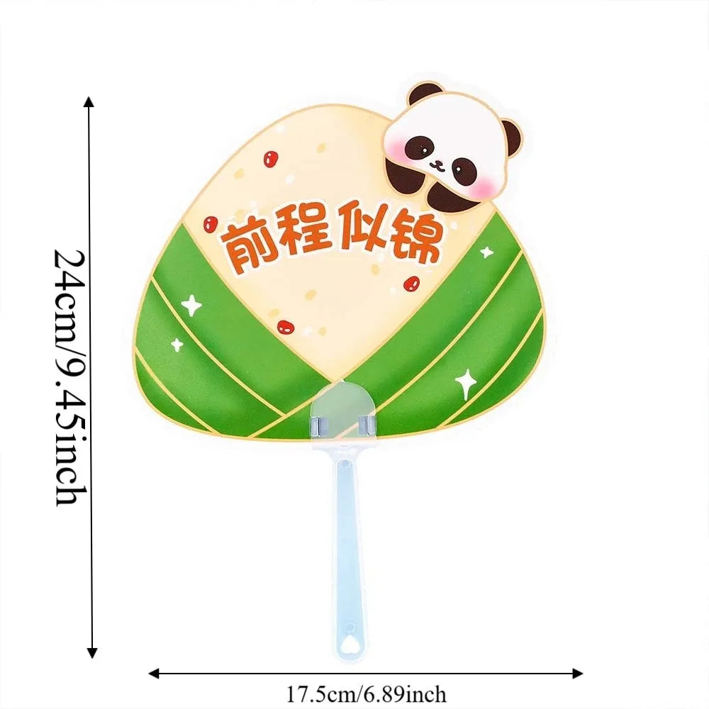 Lightweight PP Material Dragon Boat Festival Fan Motivational Slogan Print Flexible and Unbreakable Cute Zongzi Cartoon Paddle Vue