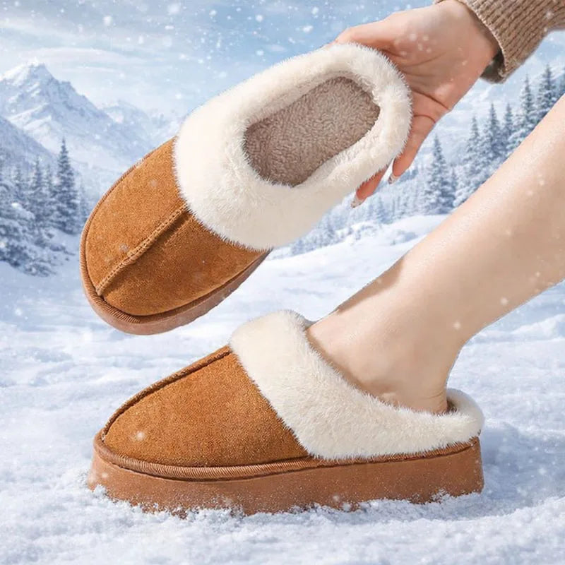 Winter Couple Slippers for Men and Women Indoor Outdoor Plush Fleece Lined Anti Slip Thick Sole Home Warm Cotton Shoes Vue