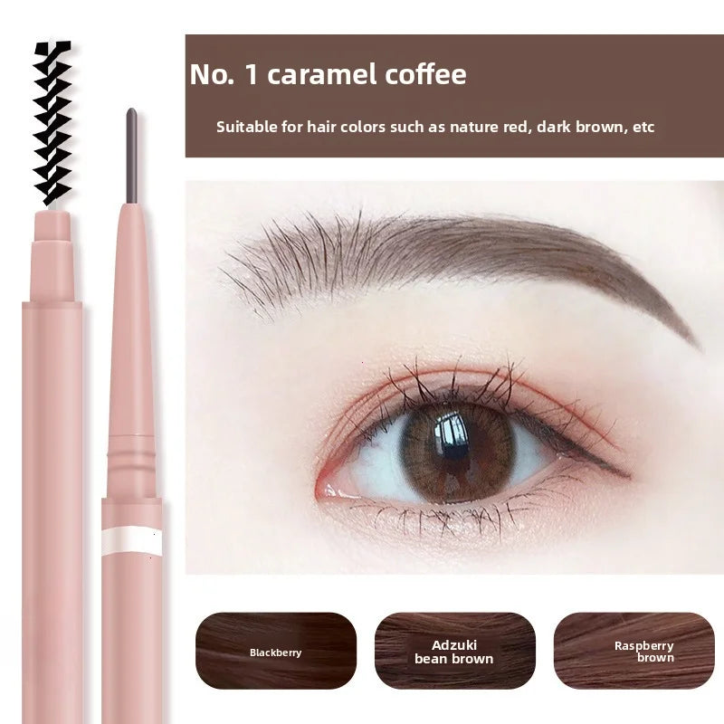 1pc 1.5mm Ultra Fine Double-Ended Eyebrow Pencil Waterproof Sweat-proof Long Lasting Professional Eye Makeup For Women Vue X1
