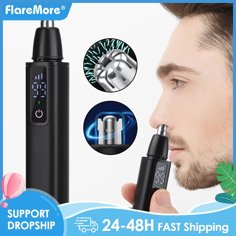 Electric Nose Hair Trimmer USB Rechargeable Digital Multifunctional Face Shaver Lips Eyebrows Hair Remover Razor Vue