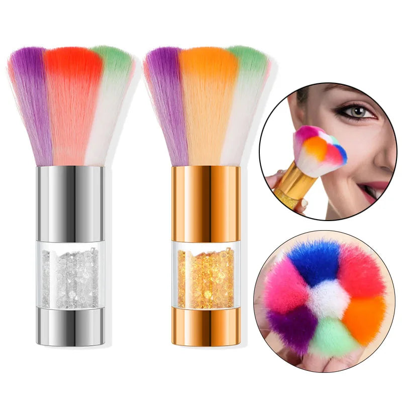 Large Fluffy Makeup Brushes Rainbow Multicolor Petal-Shaped Bronzer Powder Brush for Coverage Loose Blending Buffing Foundation Vue