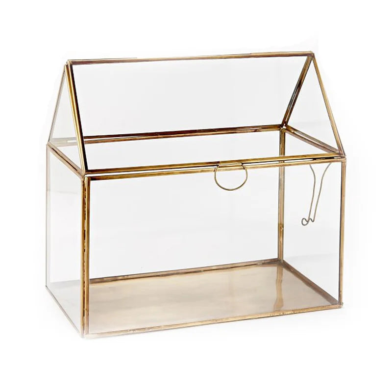 Geometric Glass House / Handmade Glass Terrarium / Modern Planter for Indoor Gardening / Desktable Vase / Stained Glass Box Vue