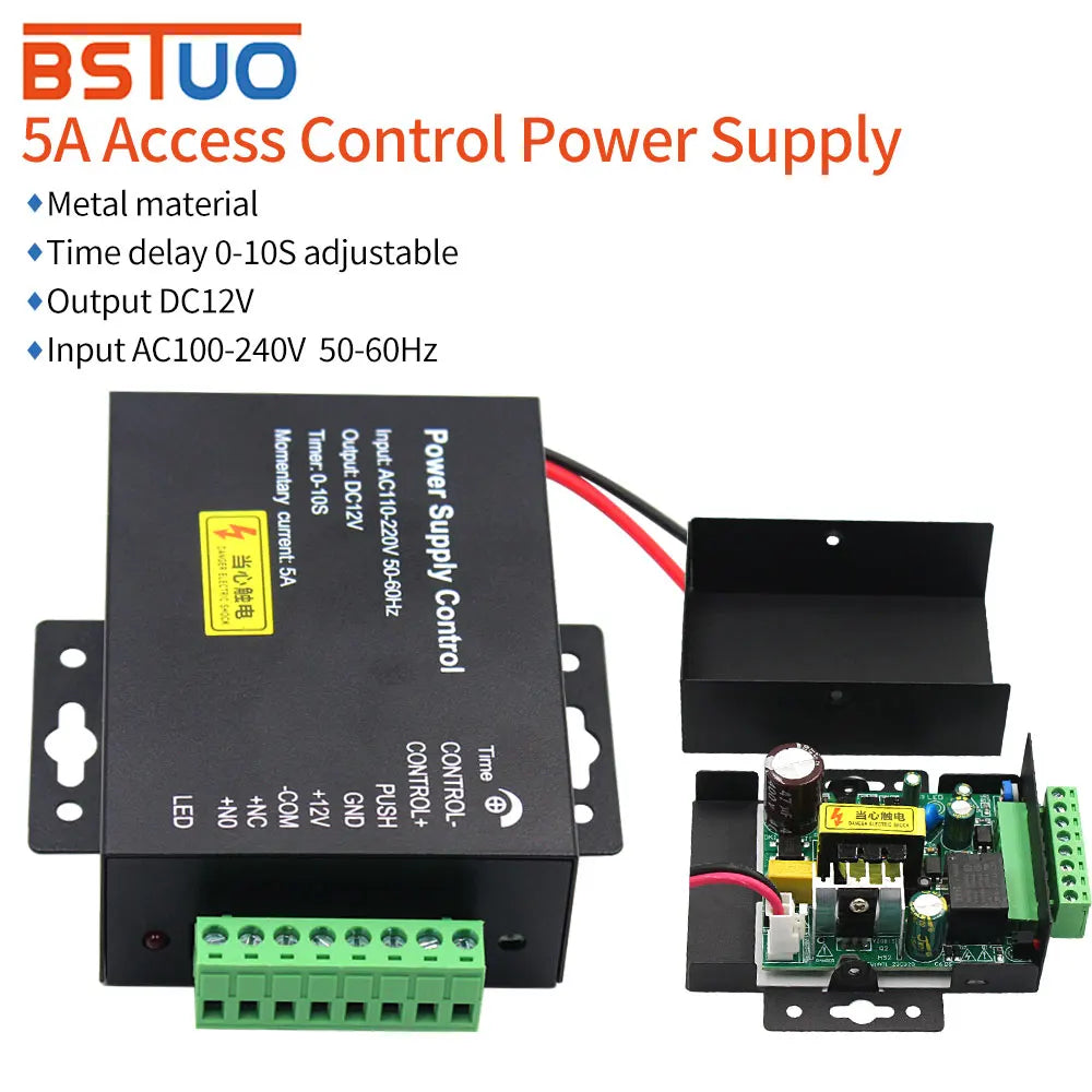 Access Control Power Supply DC 12V 5A High End Electronic Door RFID Power Control Supplier Adapter Covertor System AC 100~240V Vue Default Title