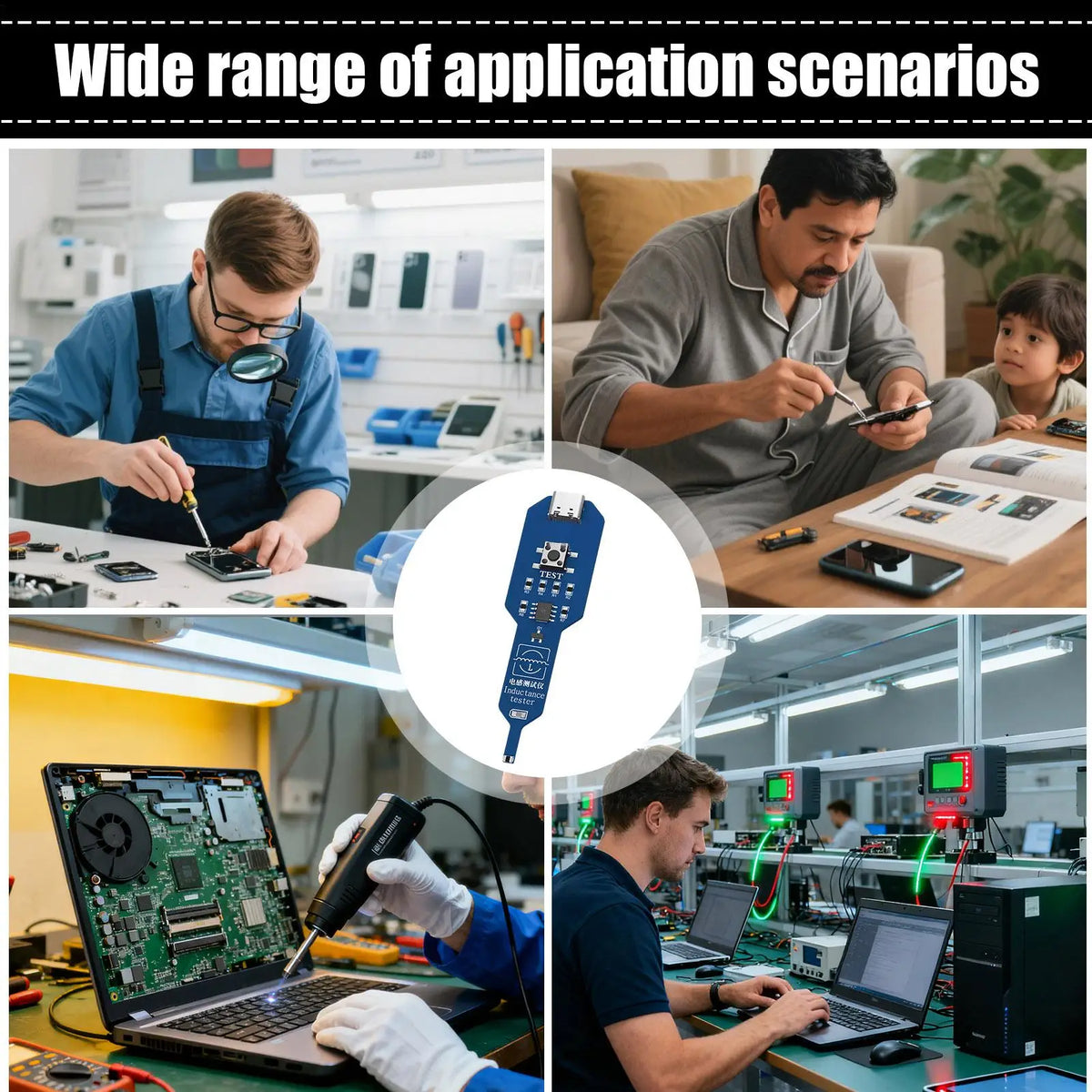 Inductance Tester Electromagnetic Induction Meter Portable Motherboard Coil Detector Tool for Phone Repair Circuit Electronics Vue