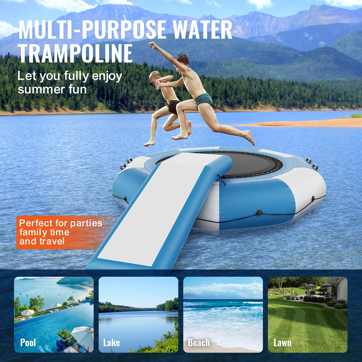 10ft Inflatable Water Trampoline with Slide & Ladder Inflatable Water Trampoline Vue