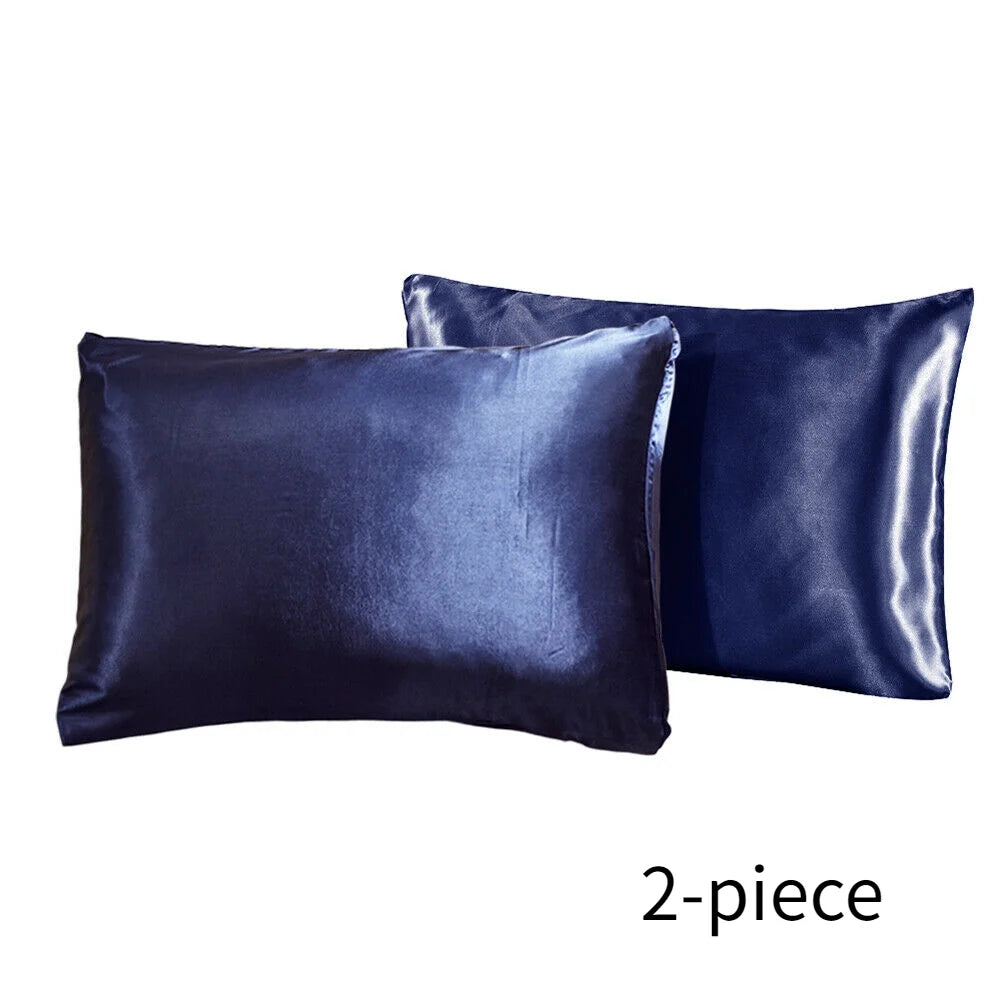 2-piece Pure Emulation Silk Satin Pillowcase Comfortable Pillow Cover Pillowcase For Bed Throw Single Pillow Covers Vue