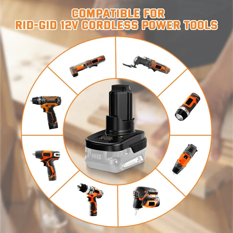 AR18AR12 Battery Adapter for Ridgid AEG 18V Li-ion Batteries Converting To for Ridgid 12V Li-ion Battery Cordless Power Tools Vue